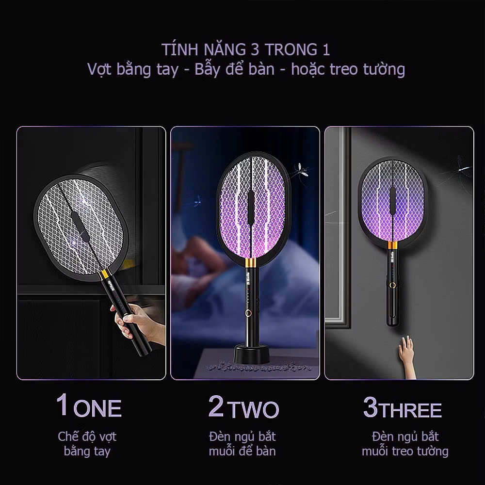 Vợt Muỗi Kiêm Đèn Bắt Muỗi Tự Động 2in1-5
