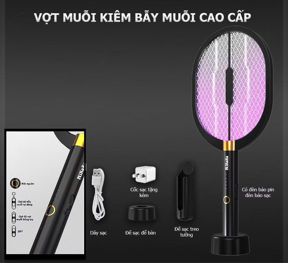 Vợt Muỗi Kiêm Đèn Bắt Muỗi Tự Động 2in1-4