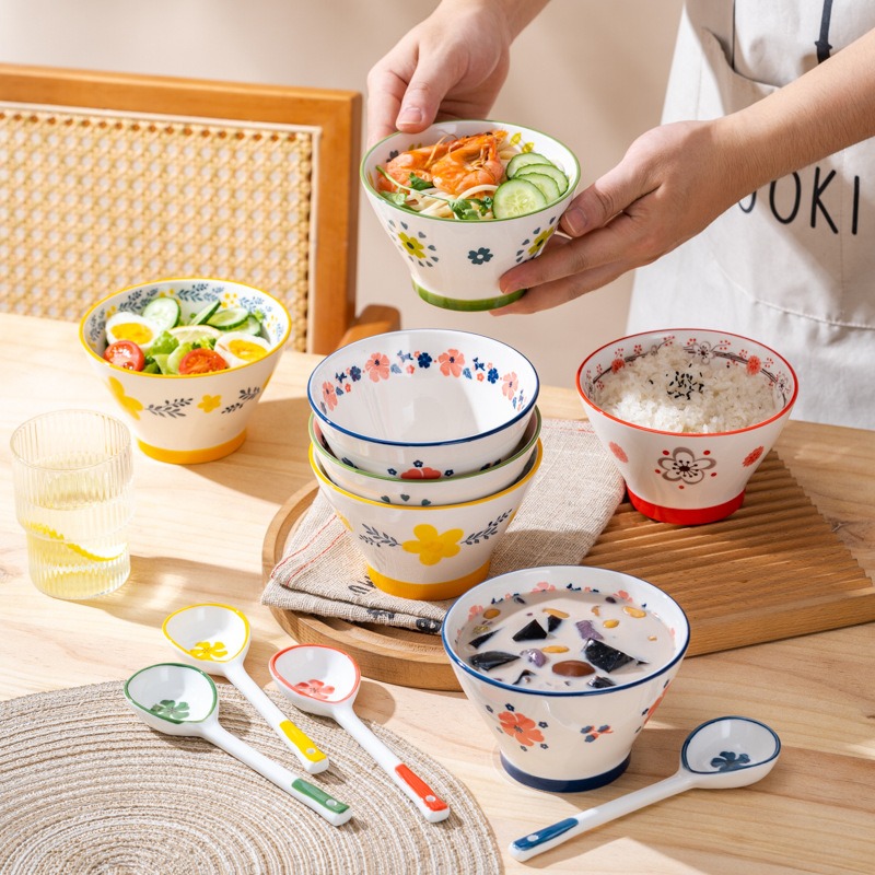 Bát Sứ Viền Màu Hoạ Tiết Phong Cách Nhật 4