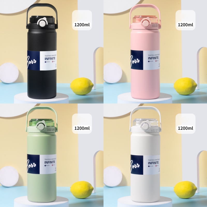 BÌNH GIỮ NHIỆT BOSS 800ML-1000ML-1200ML CÓ QUAI + STICKER 12 Bình Giữ Nhiệt BOSS Infinitive 1200ml Có Quai Xách