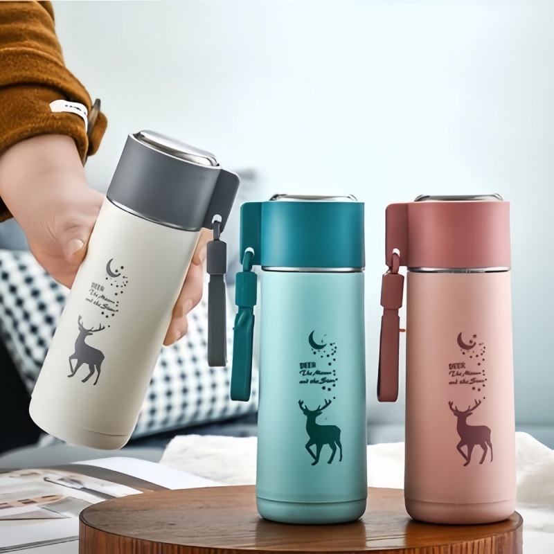 Bình Nước Lõi Thủy Tinh 450ML Hình Hươu 4