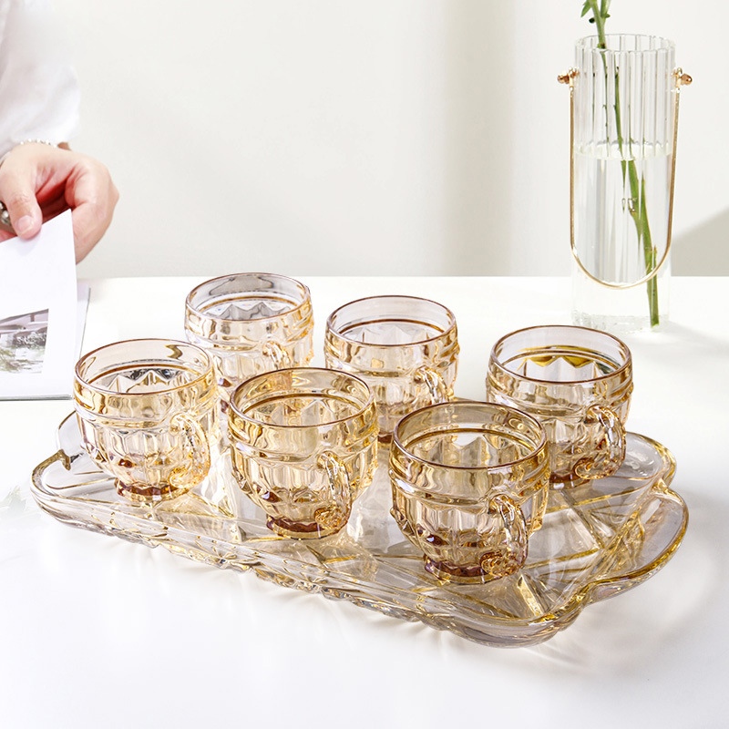 Bộ 6 Ly Kèm Khay Vàng Sang Trọng 5