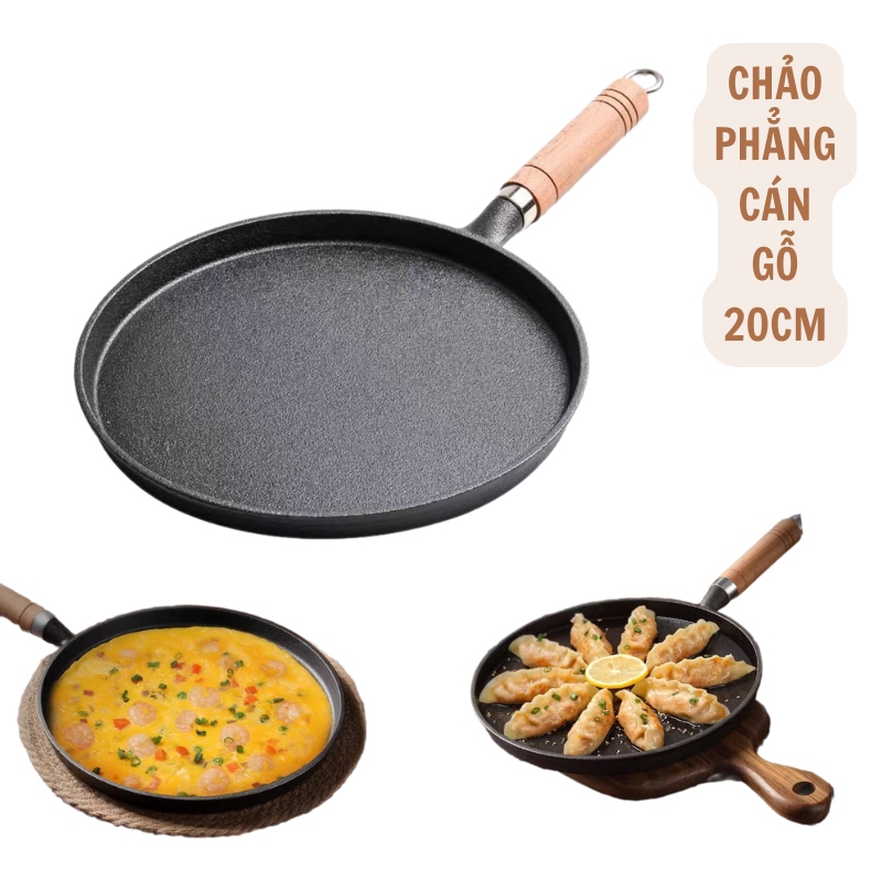 Chảo Phẳng Cán Gỗ 20CM 5