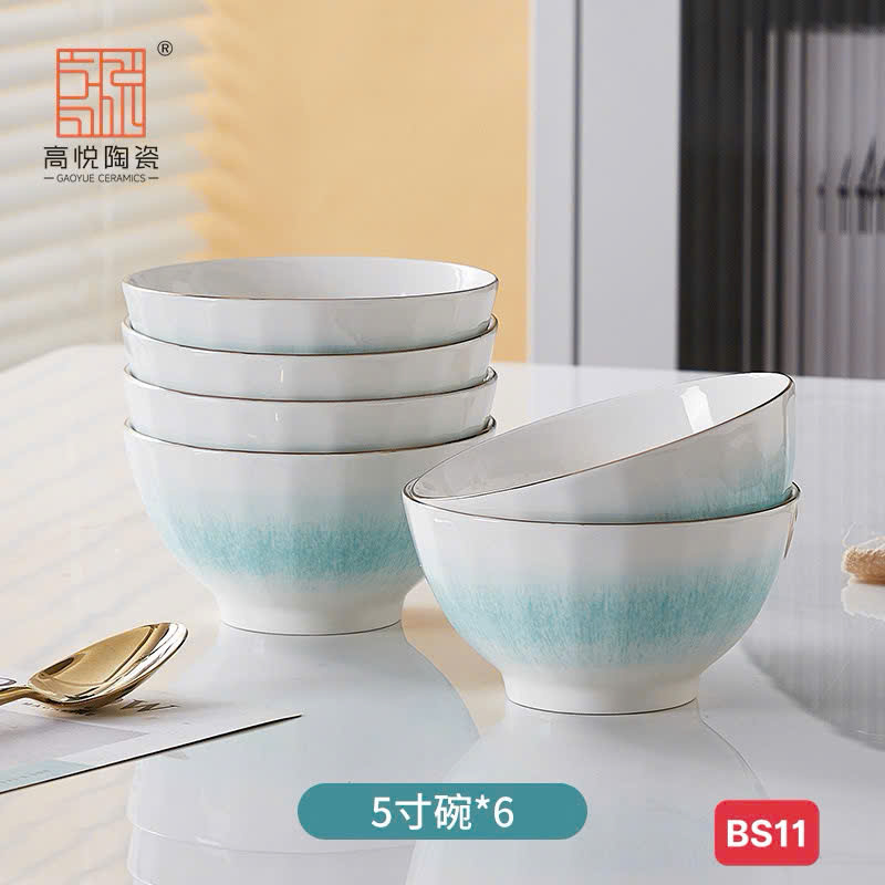 Chén Gốm Sứ Tráng Men Màu Ombre Xanh 4