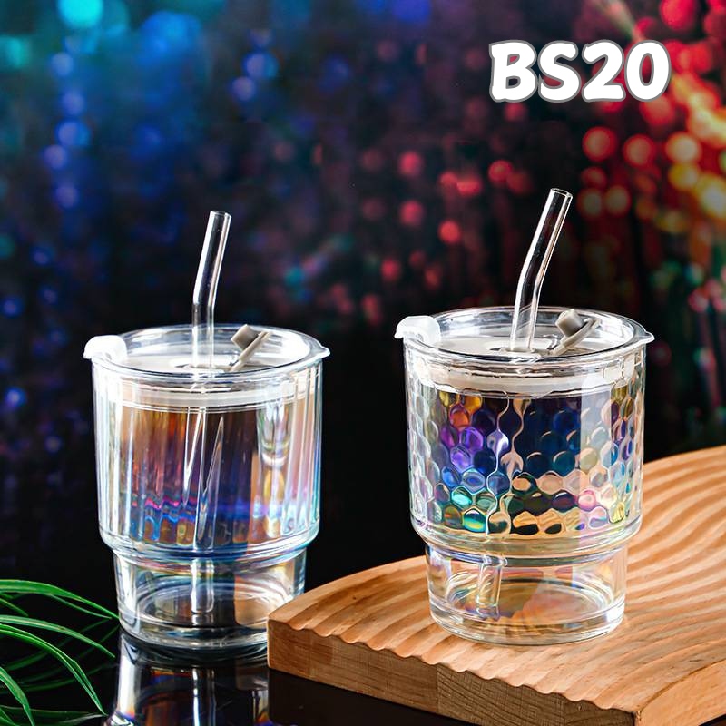 Cốc Thủy Tinh Cầu Vòng Có Uống Hút 5