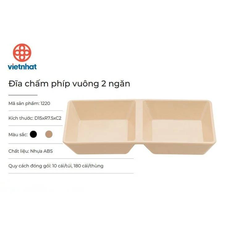 Việt Nhật - Mã 1220 Đĩa Chấm Phíp Vuông 2 Ngăn 4