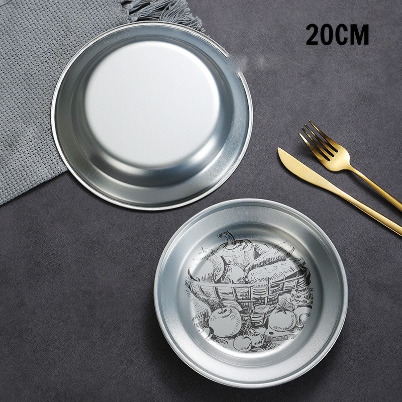 Dĩa Tròn Inox Sâu Lòng 20cm In Họa Tiết 5