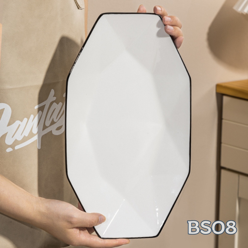 Dĩa Xoài 27cm Viền Đen Họa Tiết Kim Cương 4