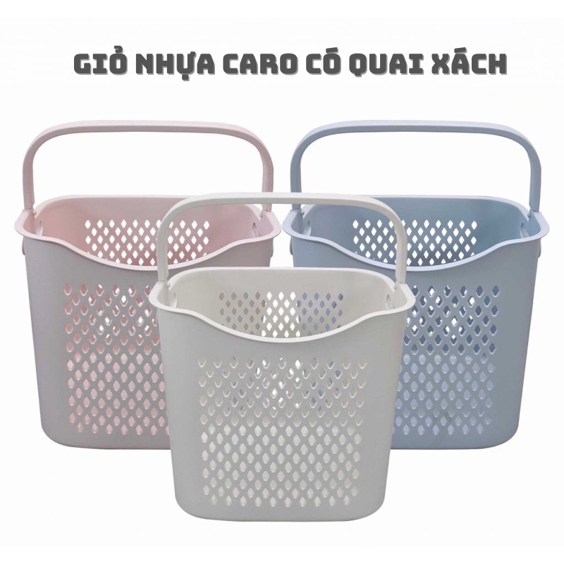 Giỏ nhựa Caro Đựng Đồ áo quần có quai xách 4