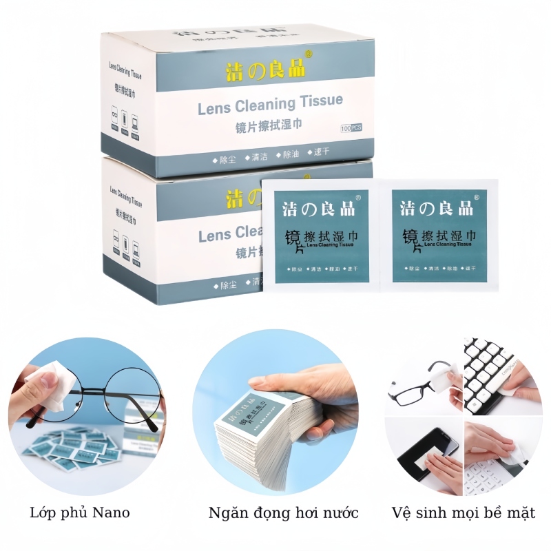 Hộp 100 Khăn Lau Kính Nhanh Khô Dùng 1 Lần 5