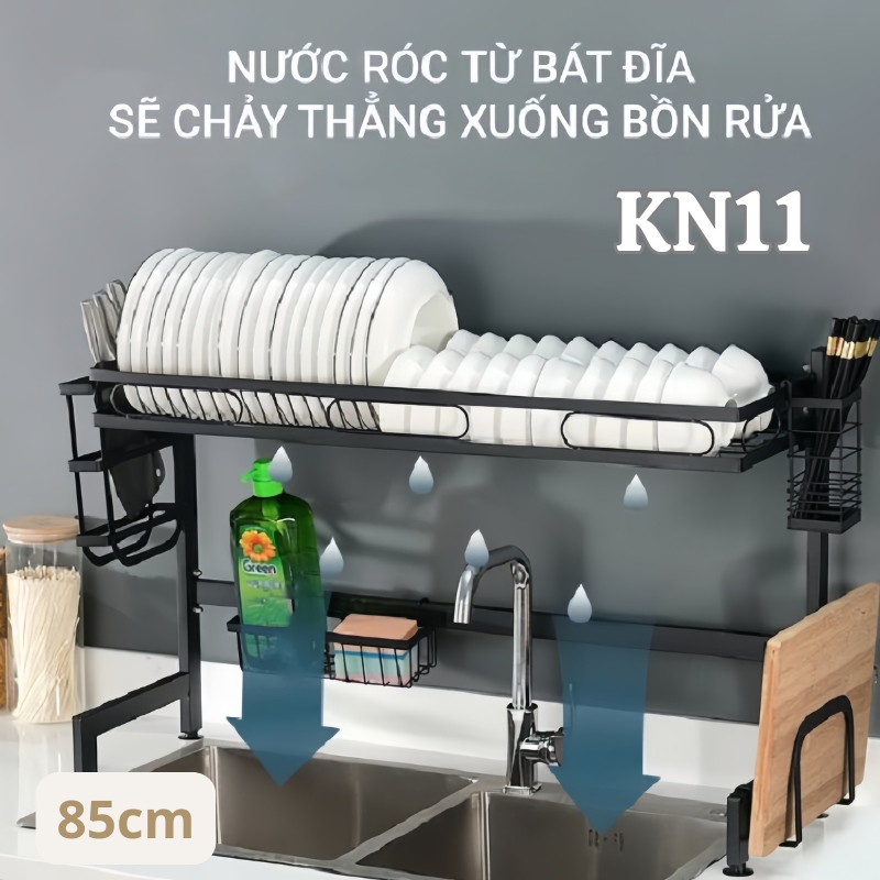 KN11 Kệ Chén Đĩa 1 Tầng Trên Bồn Rửa Bát 85cm 4