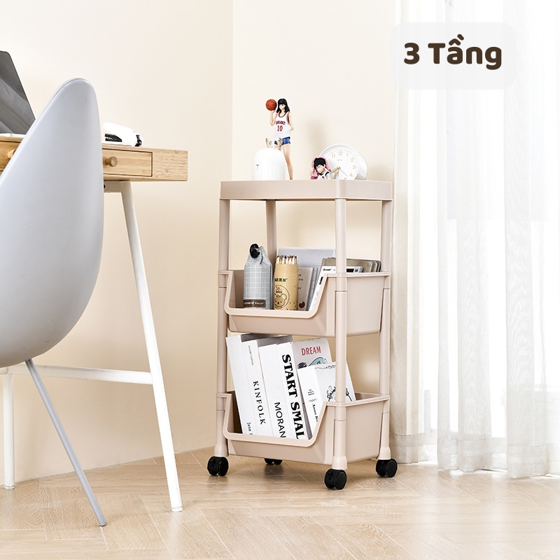 Kệ Sách nhựa 3 Tầng Có Bánh Xe Tiện Lợi 4