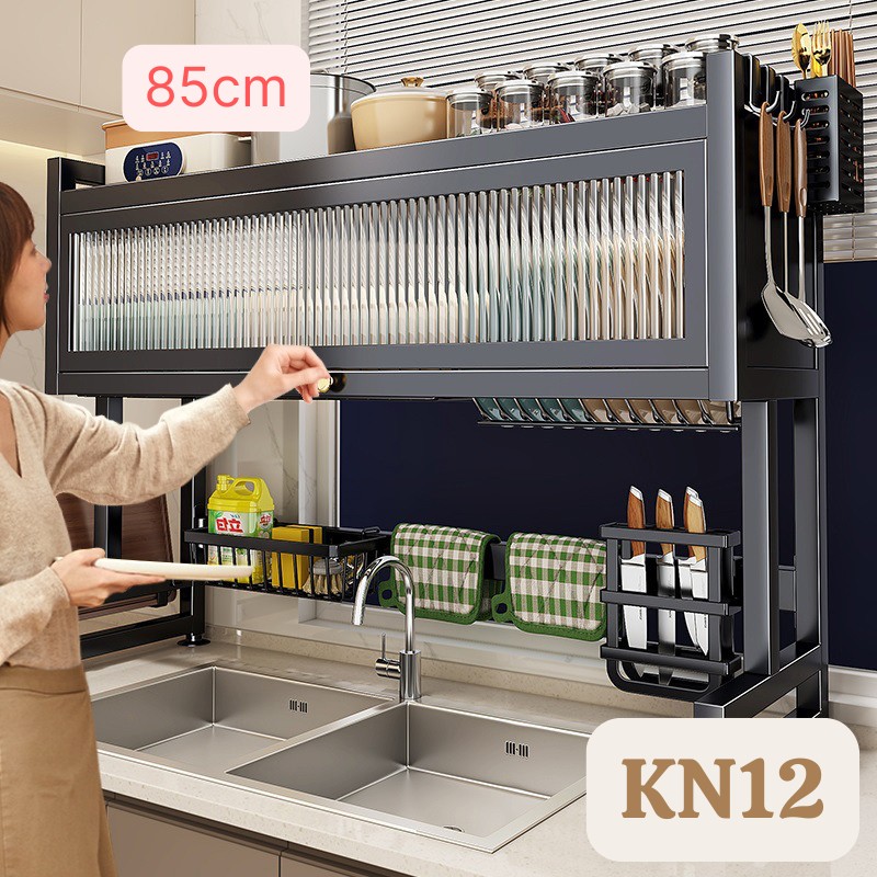 Kệ Tủ Úp Chén Có Nắp Đậy Trên Bồn Rửa Bát 85cm 4