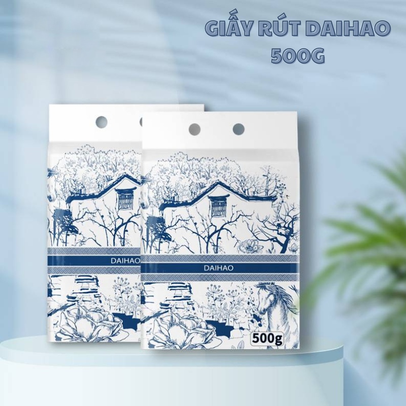 Khăn Giấy Rút DAIHAO Bao Trắng Xanh 4