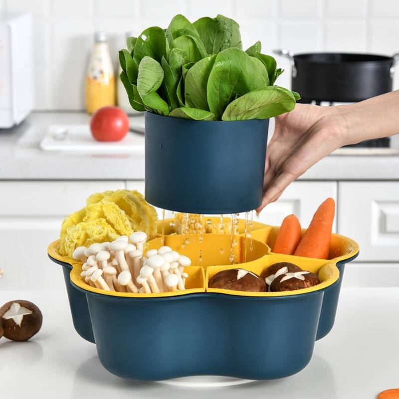 Khay Bông Hoa Xoay 360 Độ Đựng Rau Tiện Lợi 4