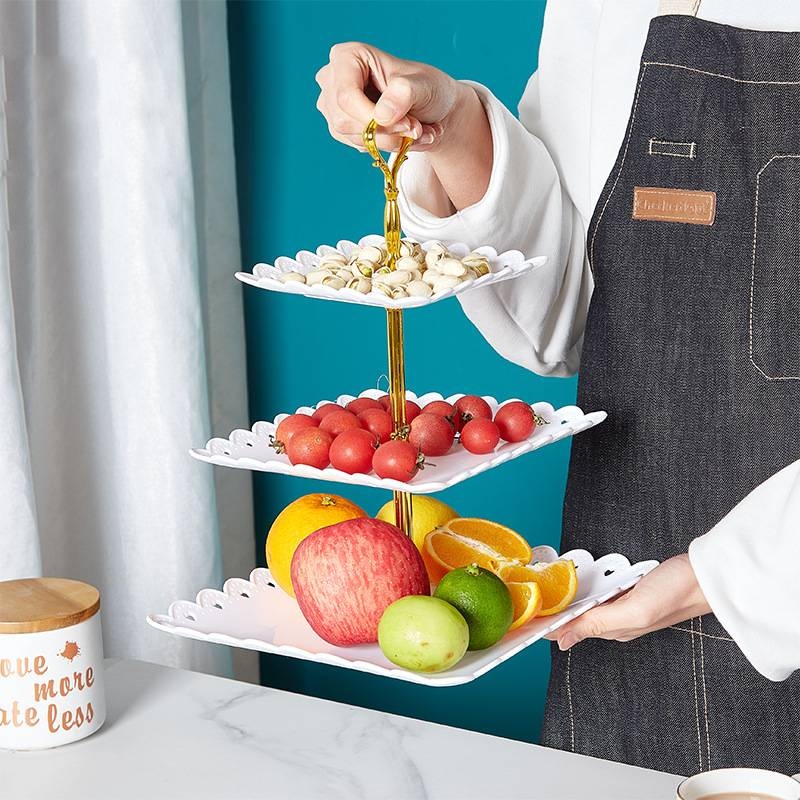 Khay Đựng Bánh Kẹo, Hoa Quả 3 Tầng Hình Vuông 4