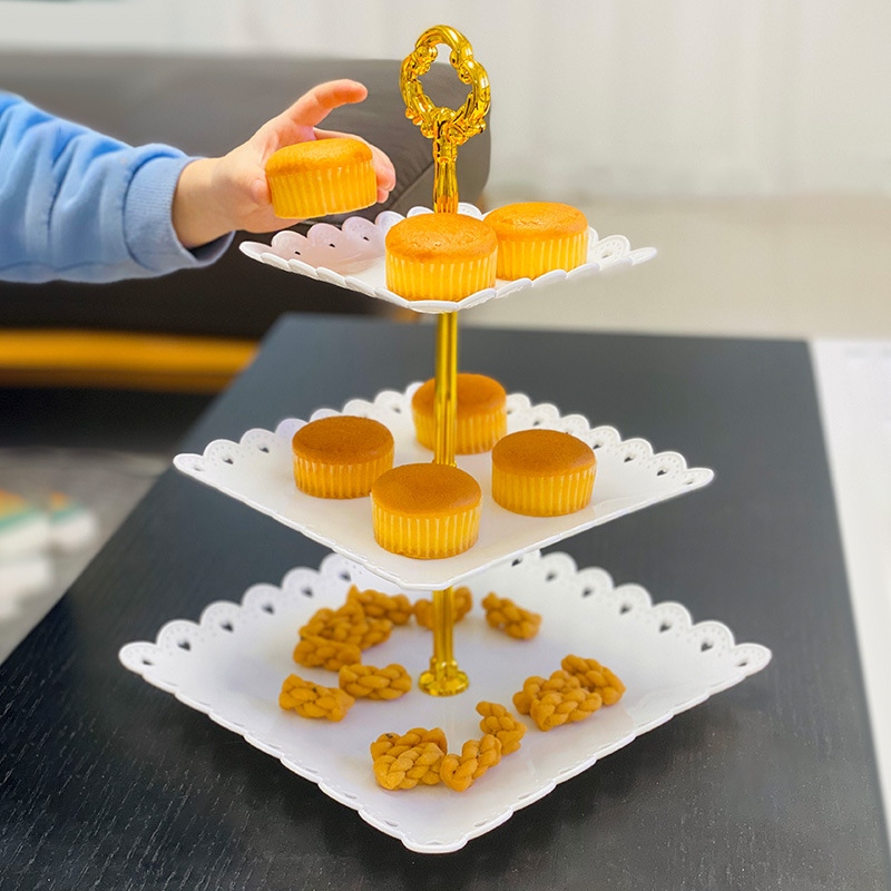 Khay Đựng Bánh Kẹo, Hoa Quả 3 Tầng Hình Vuông 5