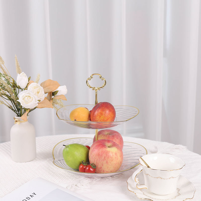 Khay Nhựa Trong Suốt 2 Tầng Đựng Kẹo Mứt Viền Vàng 4