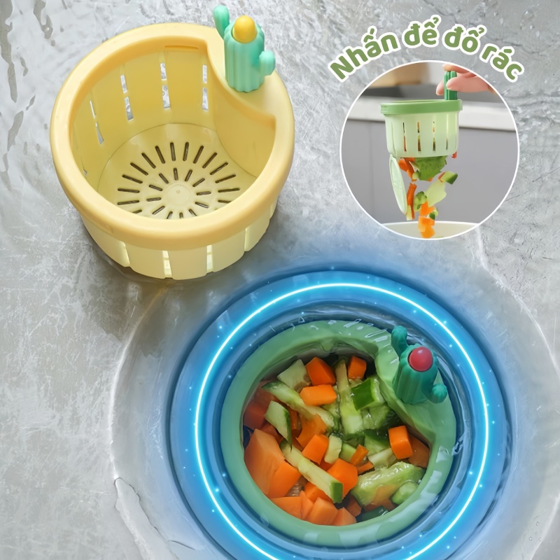 Lưới Lọc Rác Bồn Rửa Bát Có Nút Nhấn Đổ Rác Hình Xương Rồng 5