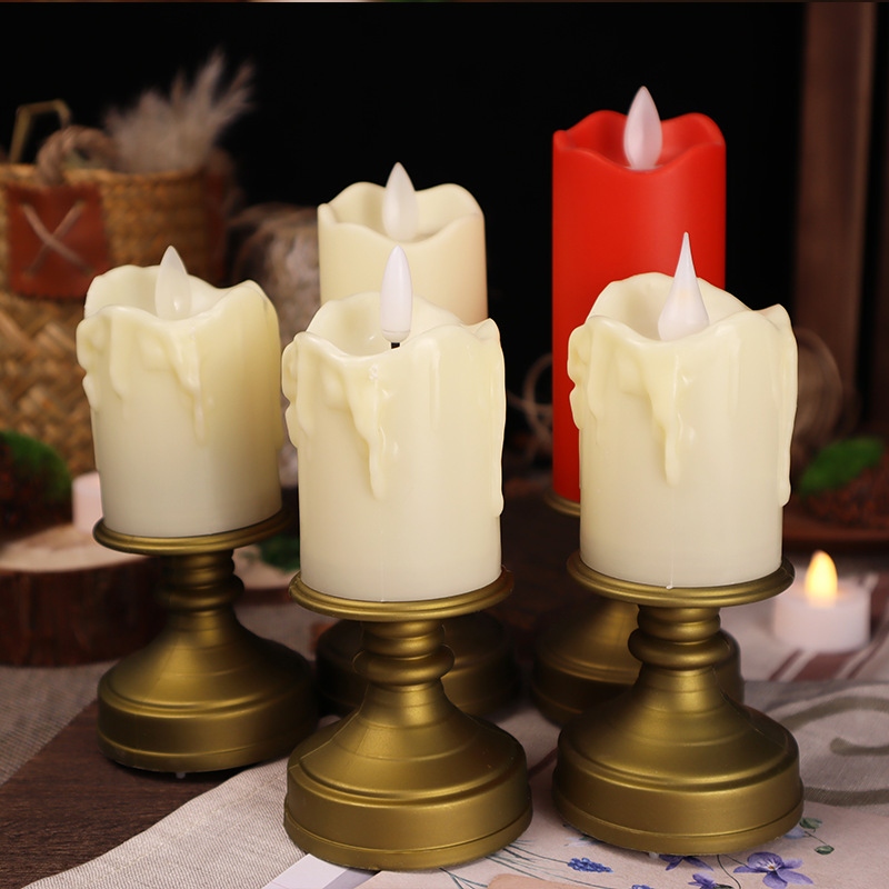 Nến Điện Tử Led Vỏ Nhựa Kèm Chân Đèn 4