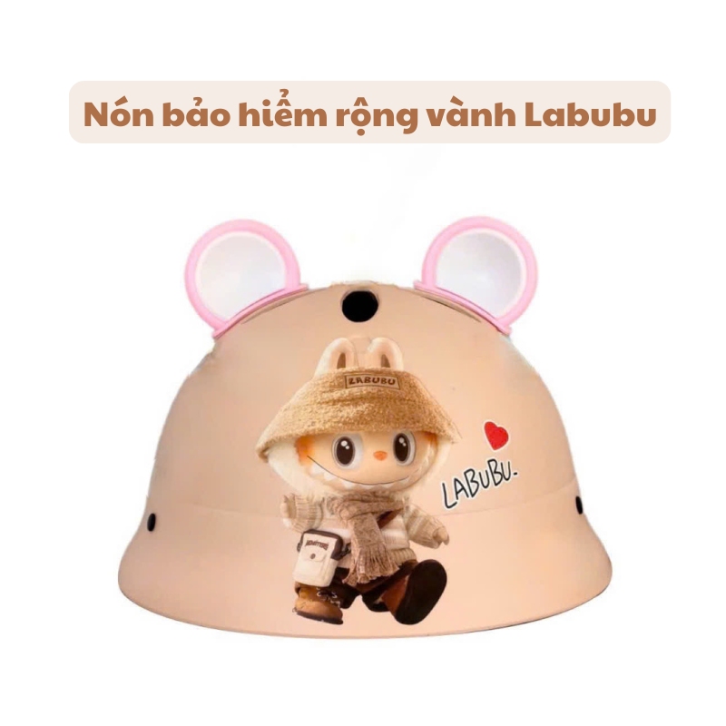Nón Bảo Hiểm Vành Rộng Có Tai Hình Labubu Cho Bé 5