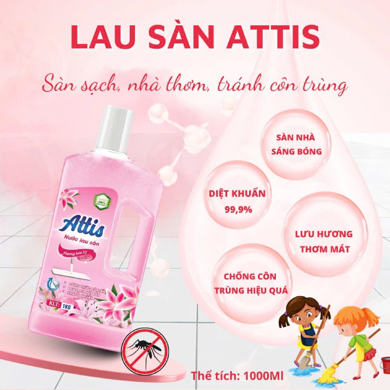 Nước Lau Sàn Attis 1L Hương Lưu Ly 4