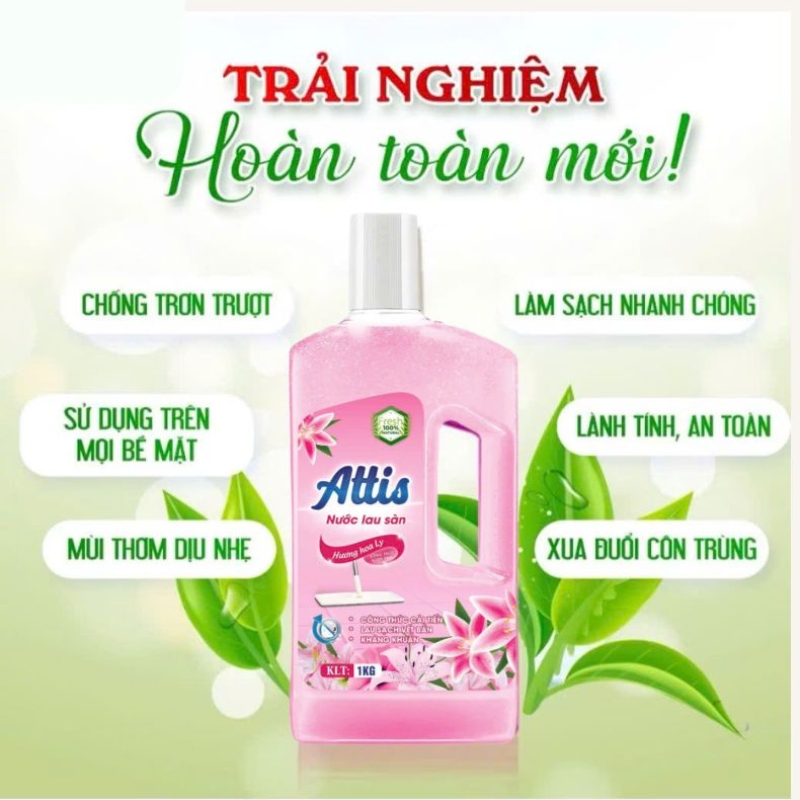 Nước Lau Sàn Attis 1L Hương Lưu Ly 5