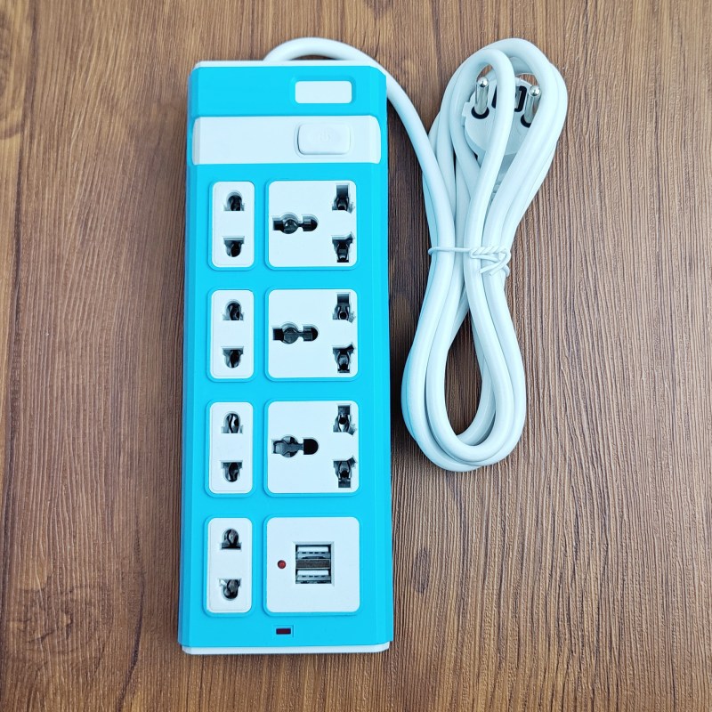 Ổ Cắm Điện 4 lỗ cắm + 3 ổ 3 chấu Có Công Tắc nguồn 5