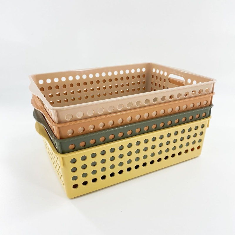 Rổ Nhựa Đan Mây Hình Chữ Nhật Có Quai Xách 4