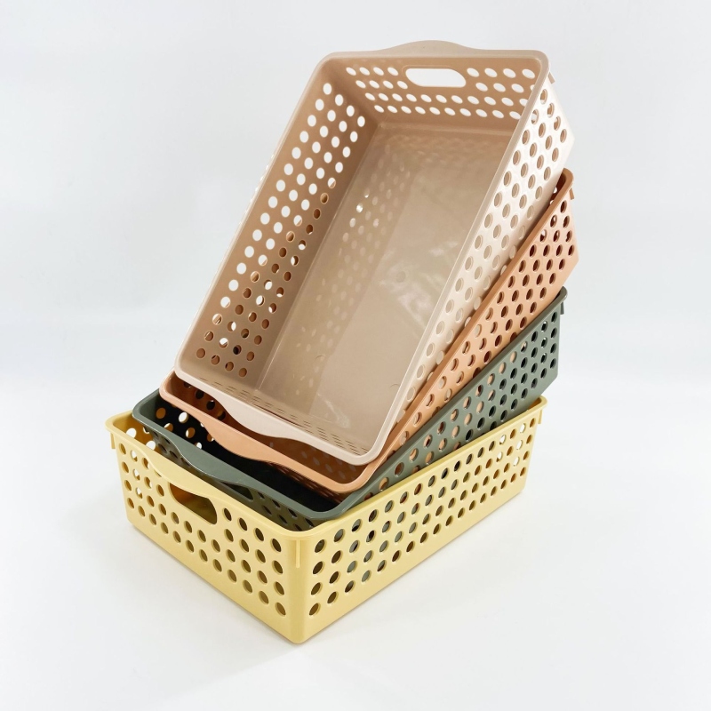 Rổ Nhựa Đan Mây Hình Chữ Nhật Có Quai Xách 5