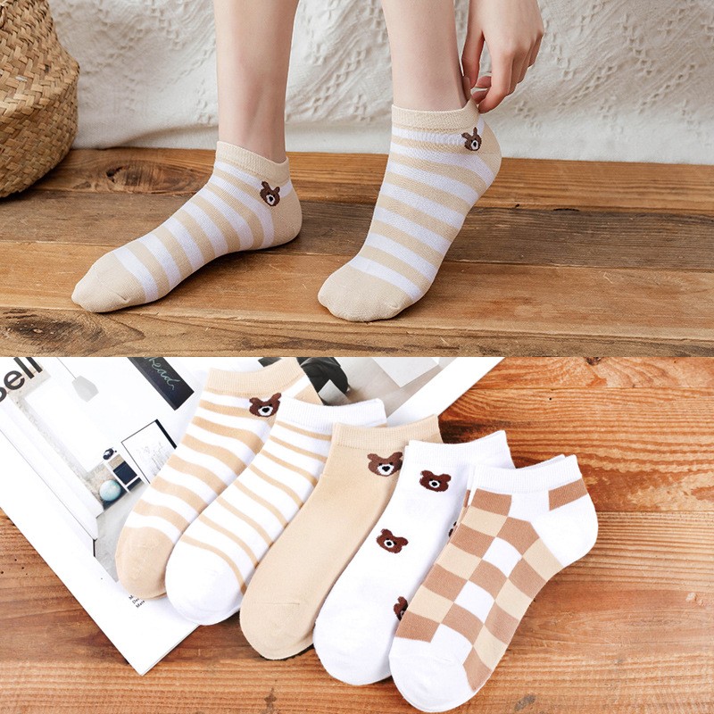Set 10 Đôi Vớ Họa Tiết Gấu Cổ Ngắn 4