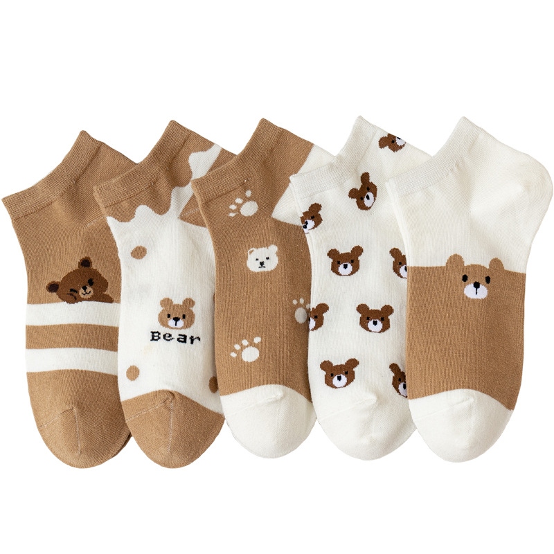 Set 10 Đôi Vớ Họa Tiết Gấu Cổ Ngắn 5