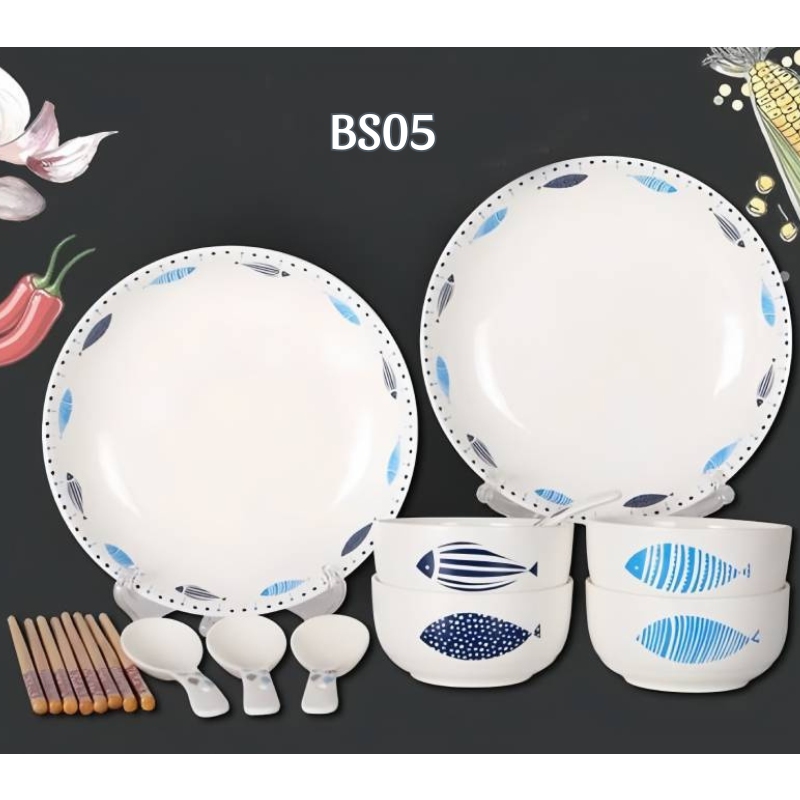 Set 14 Món Bát Dĩa Sứ Hình Cá Phong Cách Nhật 5