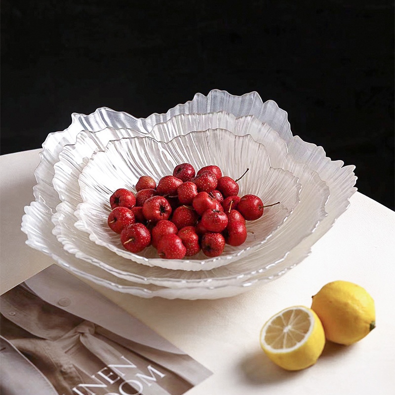 Set 3 Đĩa Thuỷ Tinh Hình Hoa Ánh Ngọc Trai 4