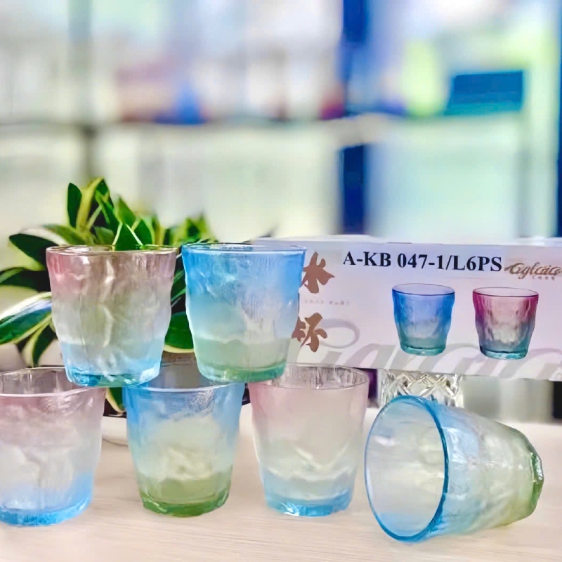 Set 6 Cốc Thủy Tinh Vân Sóng Cầu Vồng 4