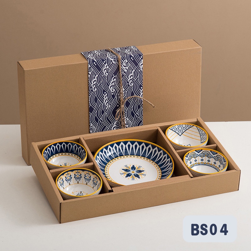 Set Bát Dĩa Sứ Hoa Văn Thổ Cẩm 5