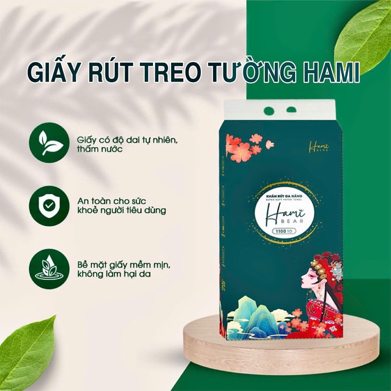 Thùng 10 Bịch Giấy Rút Treo Tường Đa Năng HAMI Cô Gái 1100 Tờ Tặng Móc Treo 5