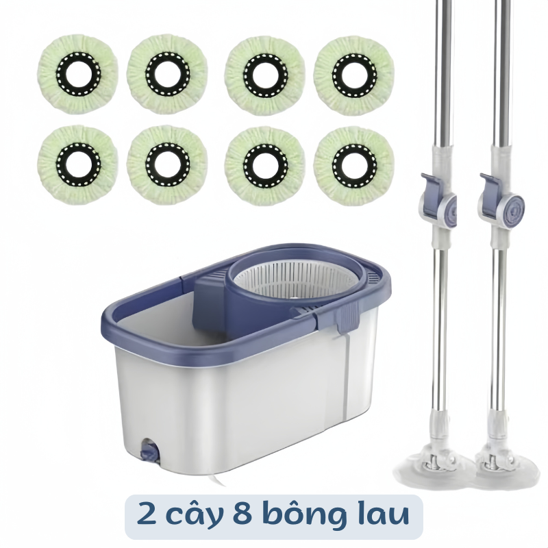 Thùng Lau Nhà 360 Độ Kèm 2 Cây 8 Bông Lau Tiện Lợi 5