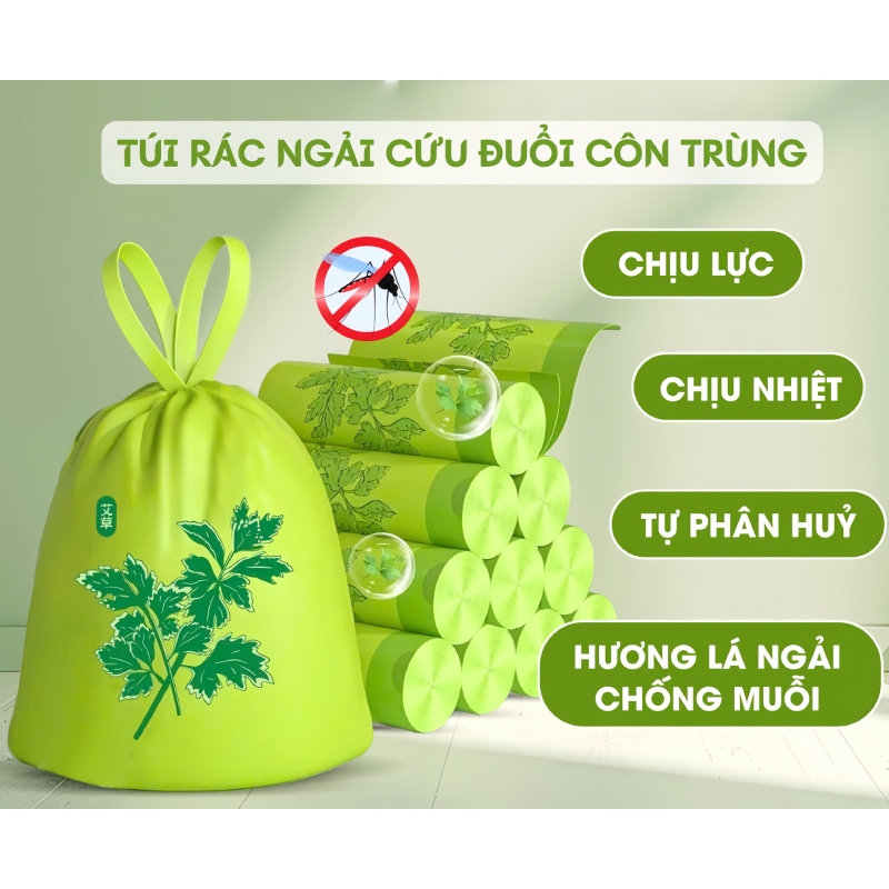 Túi Rác Ngải Cứu Đuổi Côn Trùng Có Quai Xách Tiện Lợi 5