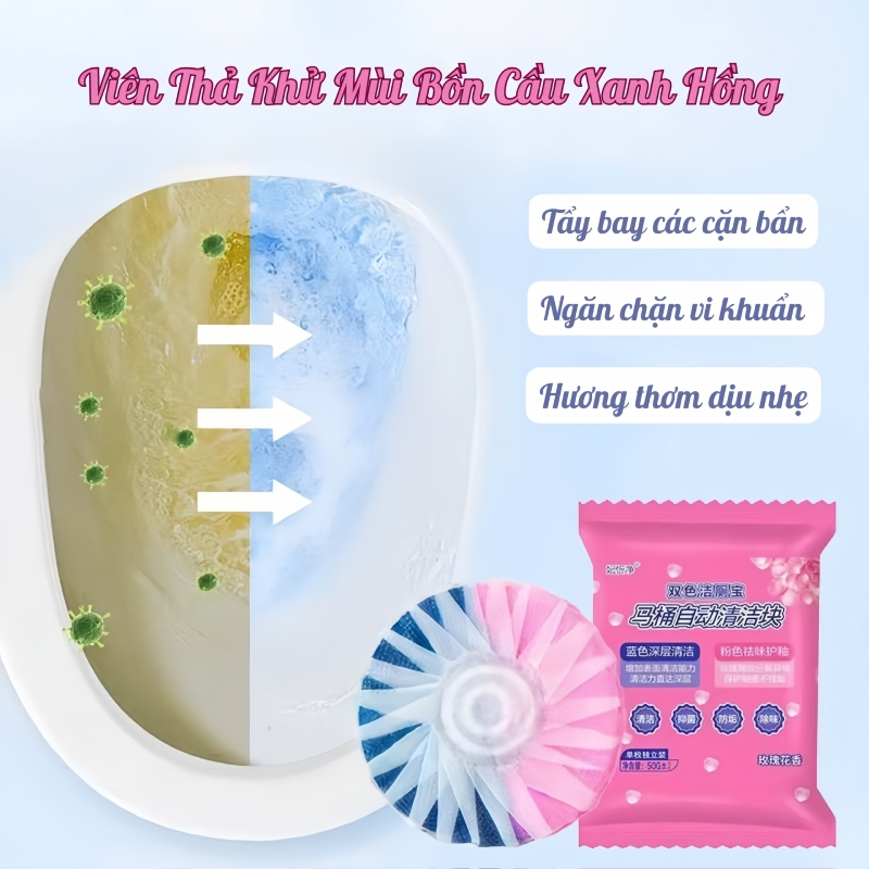 Viên Thả Khử Mùi Bồn Cầu Xanh Hồng Thế Hệ Mới 5