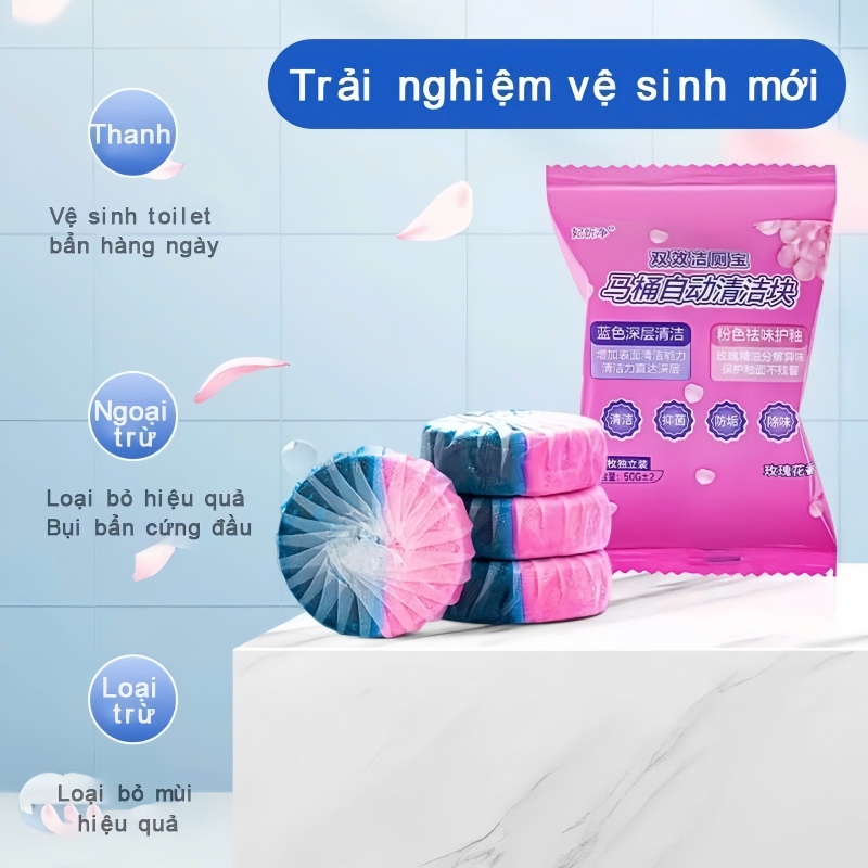 Viên Thả Khử Mùi Bồn Cầu Xanh Hồng Thế Hệ Mới 4