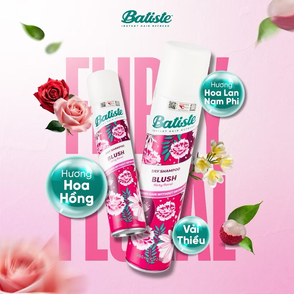 Dầu Gội Khô Batiste Dry Shampoo Blush – 200ml