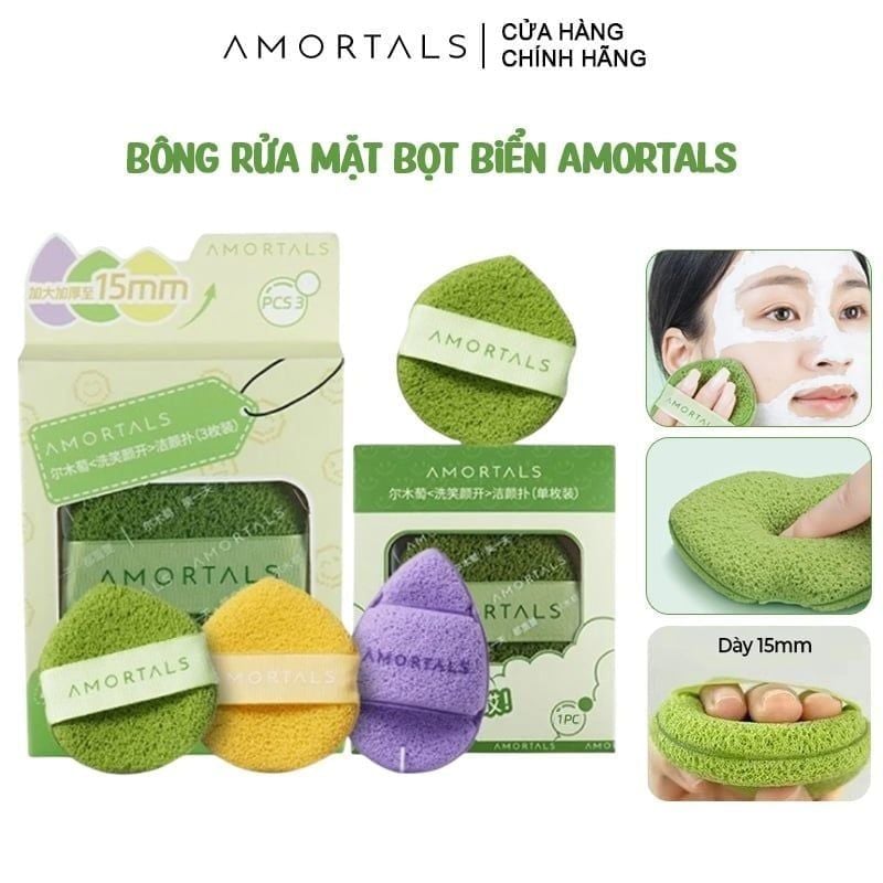Bông Rửa Mặt Bọt Biển Amortals Face Washing Puff