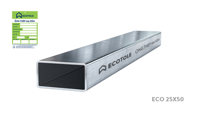 Thép hộp chữ nhật mạ kẽm Ecotole 25x50