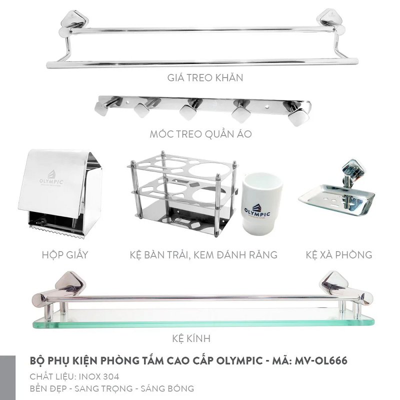 Bộ phụ kiện phòng tắm OL555