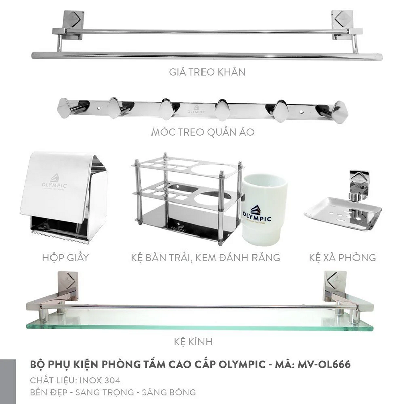 Bộ phụ kiện phòng tắm OL666