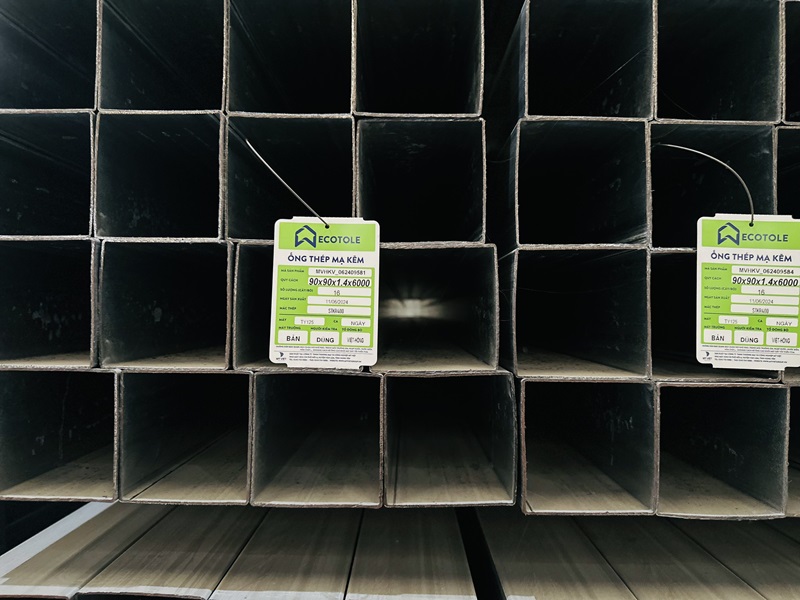 Thép hộp vuông mạ kẽm Ecotole 90x90