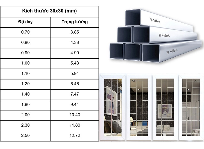 Thép hộp vuông mạ kẽm Vitek 30x30