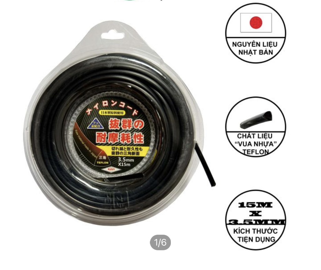 1 CUỘN 15m Cước 3 cạnh tam giác 3.5 thích hợp với các dòng máy phat cỏ dưới 35mm