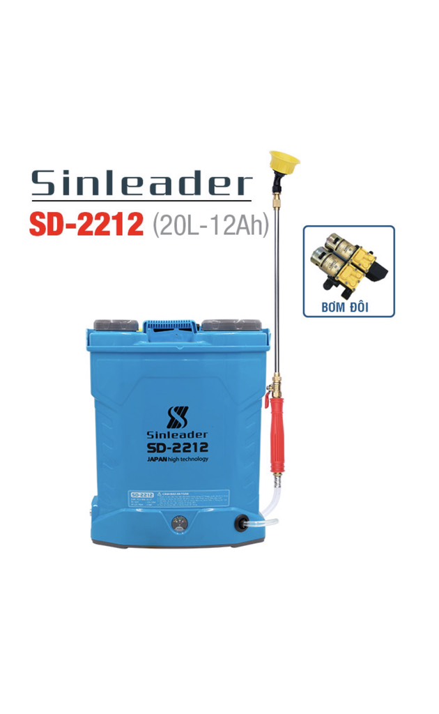 BÌNH XIT ĐIỆN SINLEADER SD-2212 (20L, 12AH, BƠM ĐÔI